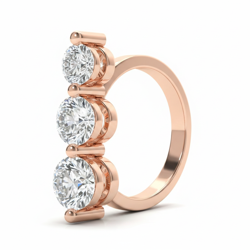 1/2 ctw Earrings Three-Stone — Rose Gold