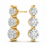 1/2 ctw Earrings Three-Stone — Yellow Gold