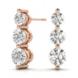 1/2 ctw Earrings Three-Stone — Rose Gold