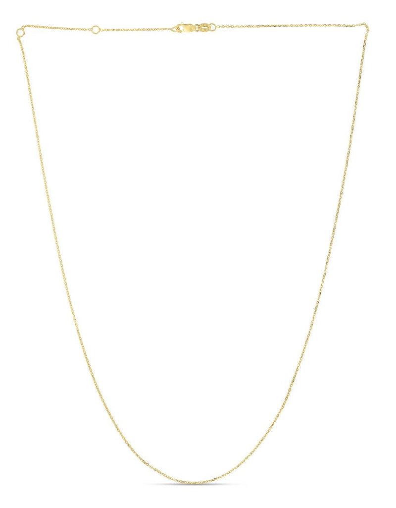 14K Gold 0.87mm Double Extendable Diamond Cut Cable Chain