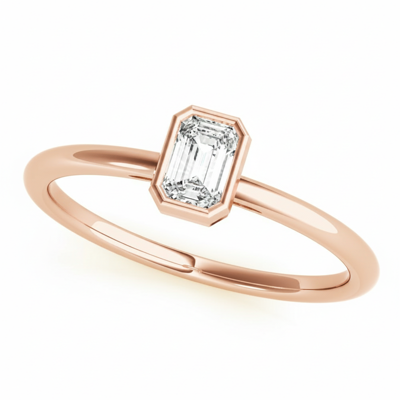 1/3 ctw Emerald Solitaire Stackable — Rose Gold