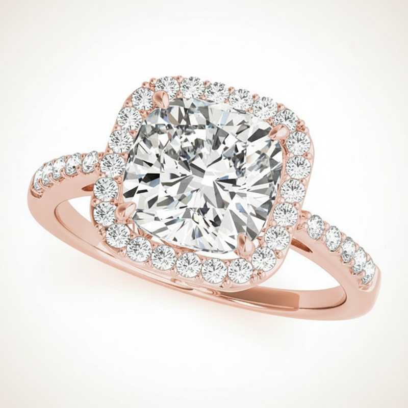 1/4 ctw Engagement Rings Halo Square & Cushion — Rose Gold
