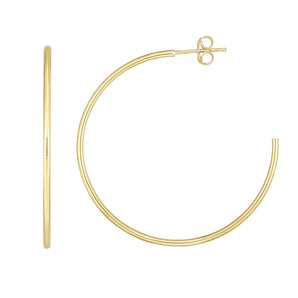 14K Gold 1.5x40mm Polished C Hoop Earring