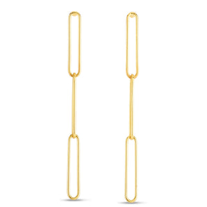 14K Lungo Paperclip Drop Earring