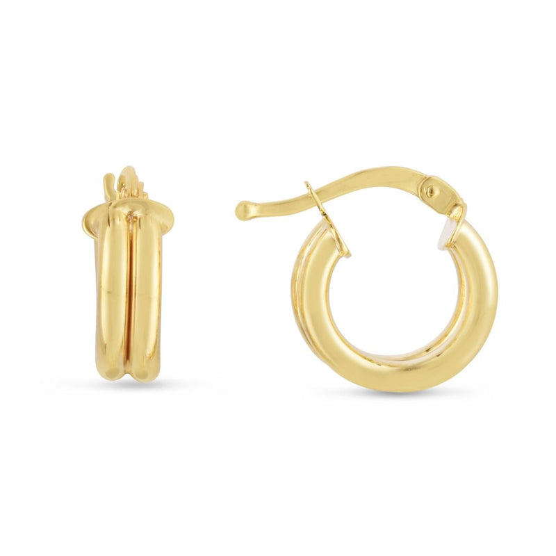 14K Gold 8mm Double Row Round Hoops