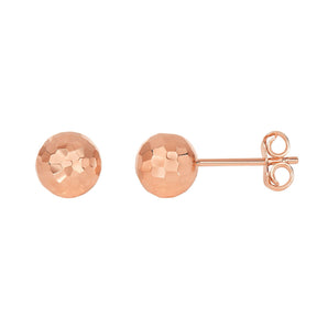 14K Gold 7mm Diamond Cut Post Earring