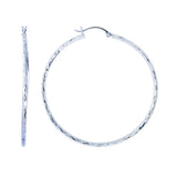 14K Gold 2mm Diamond Cut Hoop Earring