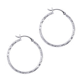 14K Gold 2mm Diamond Cut Hoop Earring