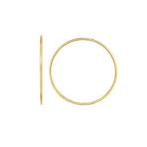 14K Gold 1.2x35mm Polsihed Endless Hoops