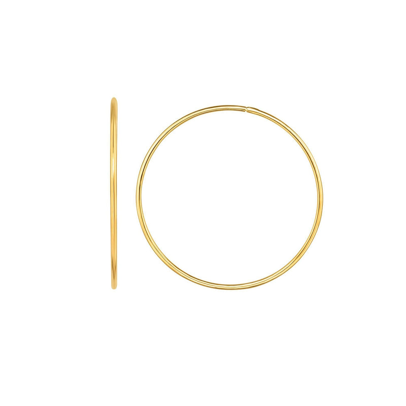 14K Gold 1.2x35mm Polsihed Endless Hoops