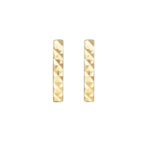 14K Gold Diamond Cut Bar Stud Earring