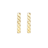 14K Gold Diamond Cut Bar Stud Earring