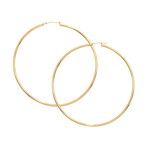 14K Gold 2x70mm Polished Hoop Earring