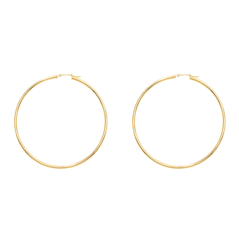 14K Gold 2x60mm Polished Hoop Earring