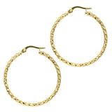 14K Gold Diamond Cut Hoop Earring