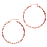 14K Gold Diamond Cut Hoop Earring