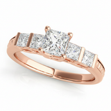 Baguette Accent Engagement Ring (50268-E) — Rose Gold