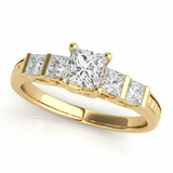 Baguette Accent Engagement Ring (50268-E) — Yellow Gold