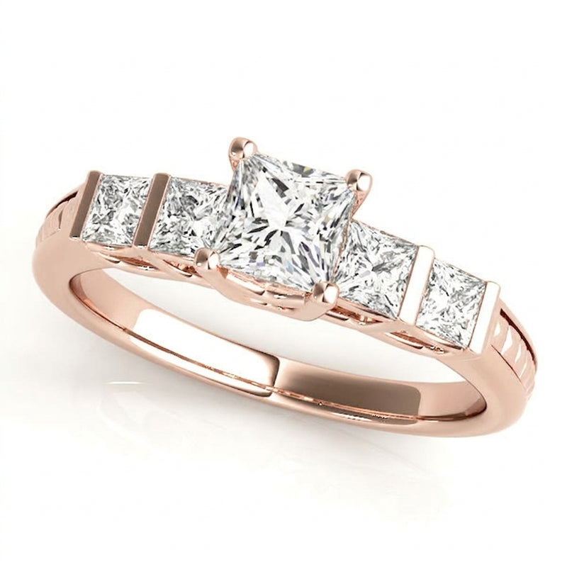 Baguette Accent Engagement Ring (50268-E) — Rose Gold