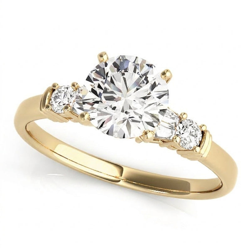 Baguette Accent Engagement Ring (50298-E) — Yellow Gold