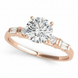 Baguette Accent Engagement Ring (50299-E) — Rose Gold