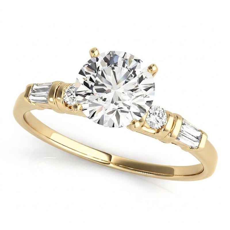 Baguette Accent Engagement Ring (50299-E) — Yellow Gold