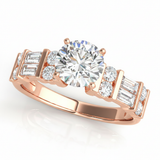 Baguette Accent Engagement Ring (50189-E) — Rose Gold