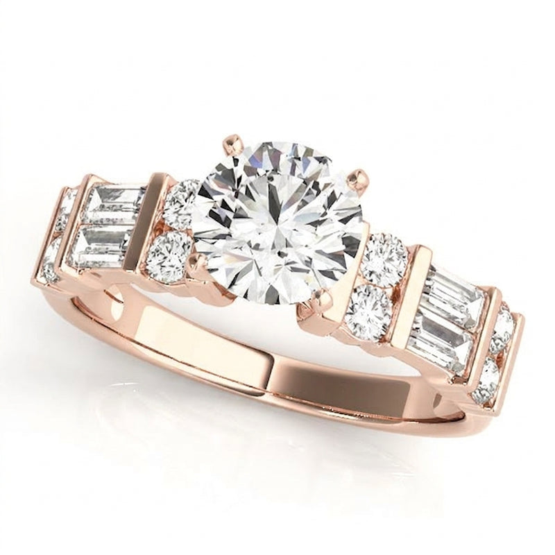 Baguette Accent Engagement Ring (50189-E) — Rose Gold