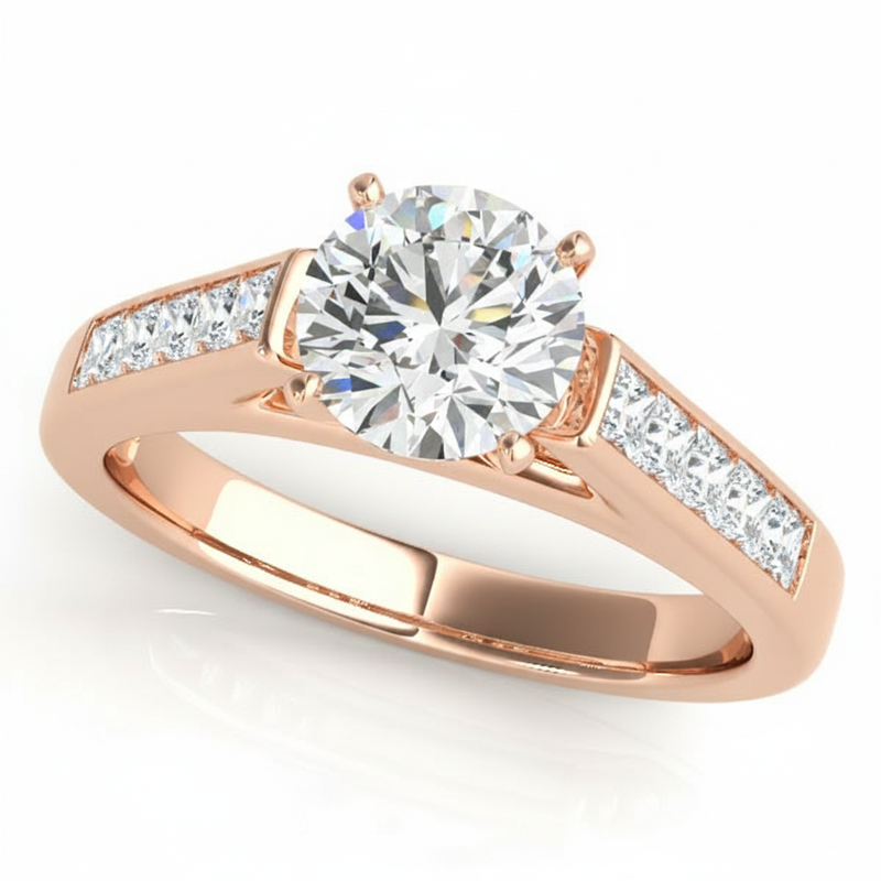 Princess Accent Engagement Ring (50308) — Rose Gold
