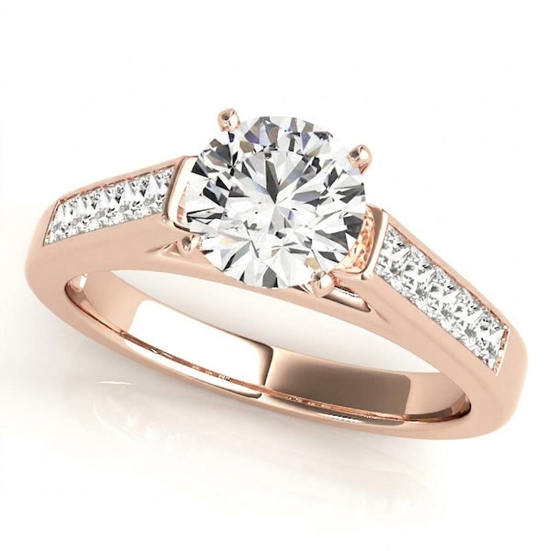 Princess Accent Engagement Ring — Rose Gold