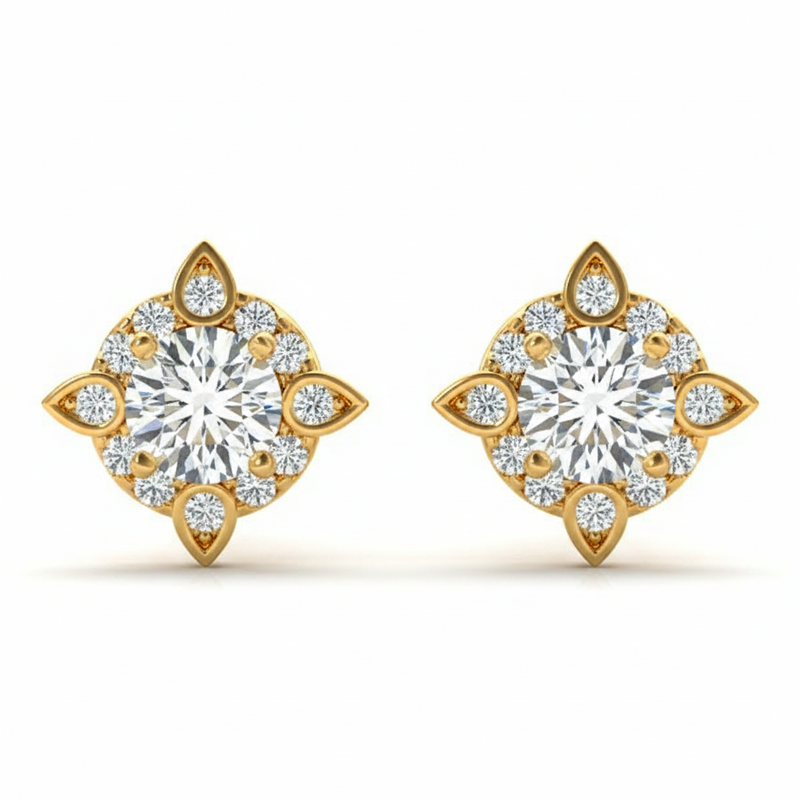 5/8 ctw Lab-Grown Diamond Fashion Earrings — Yellow Gold