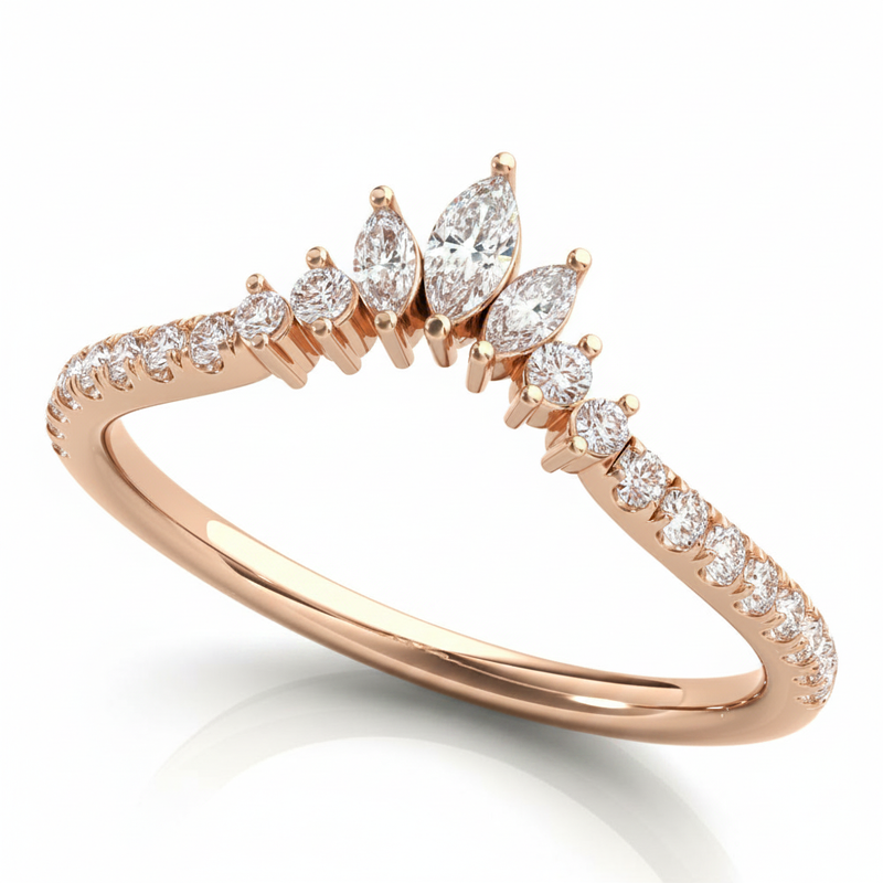 1/3 ctw Fashion Ring Marquise And Round — Rose Gold