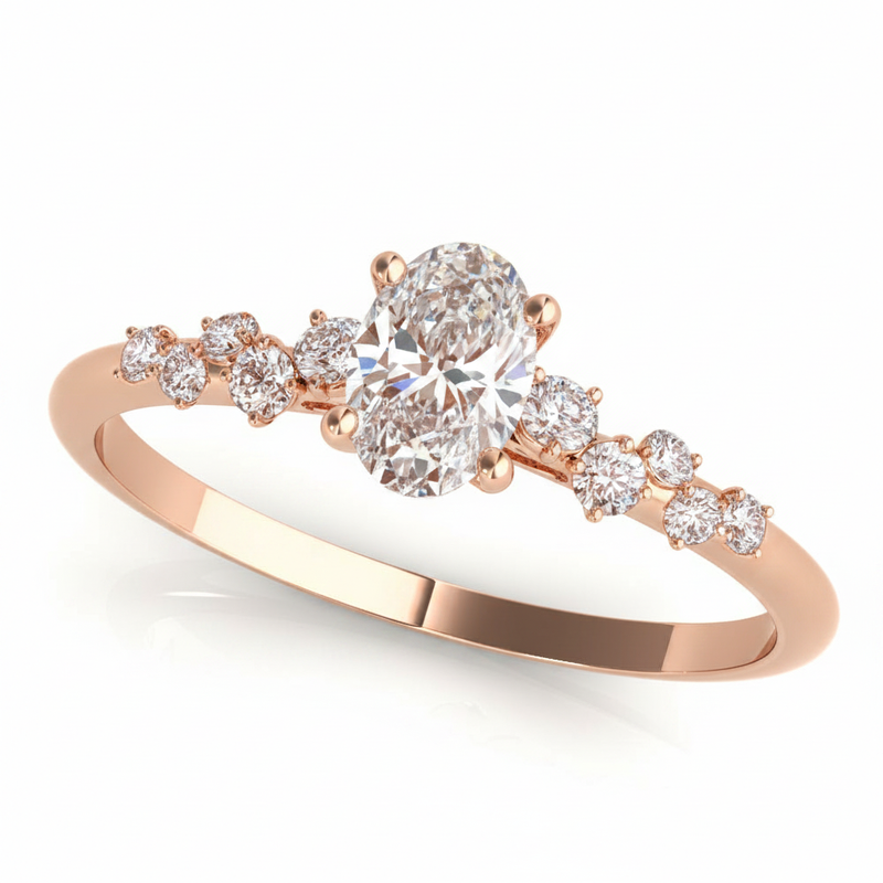 Fashion Rings Engagement Ring (Oval Center) — Rose Gold
