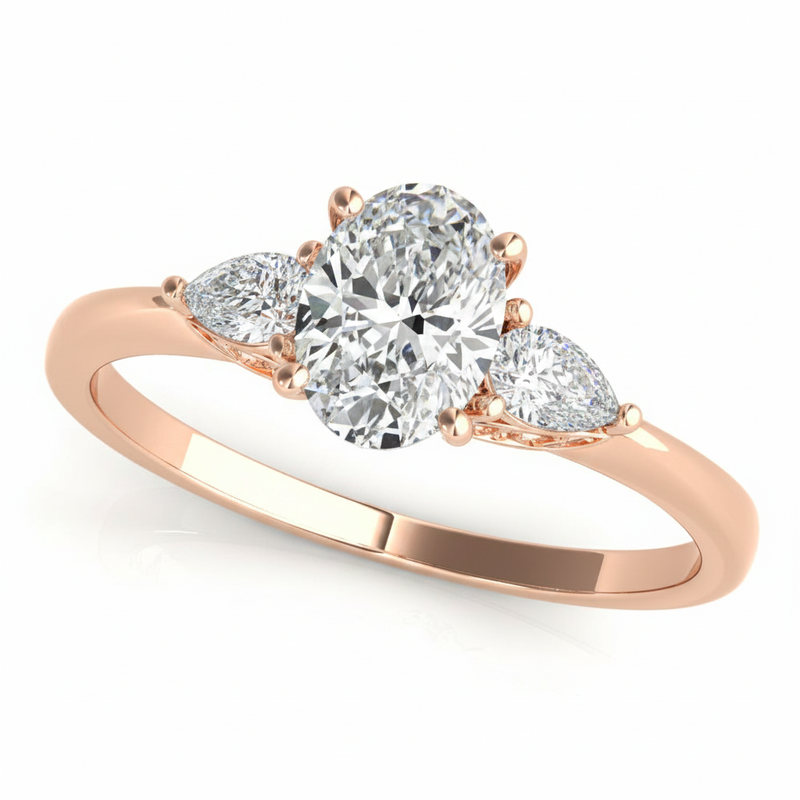 Fashion Rings Oval & Pear Shape Engagement Ring — Rose Gold