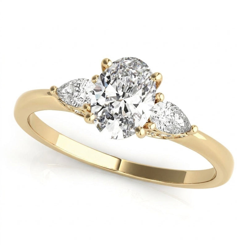 Fashion Rings Oval & Pear Shape Engagement Ring — Yellow Gold