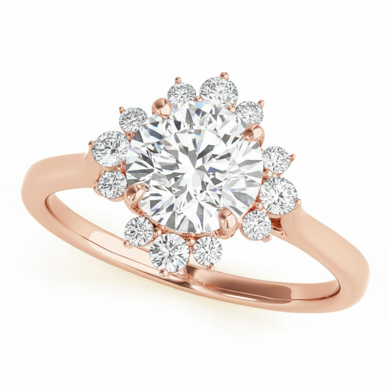 For Round Center Engagement Ring — Rose Gold
