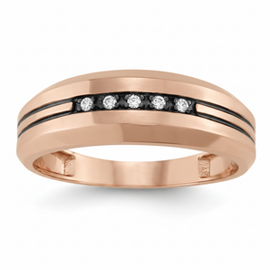 1/20 ctw Gents Ring Channel Bands — Rose Gold