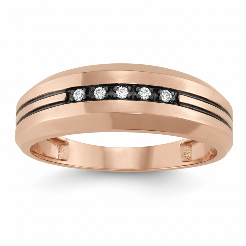 1/20 ctw Gents Ring Channel Bands — Rose Gold