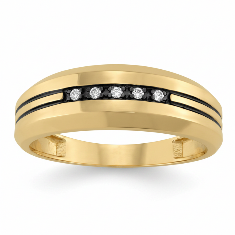 1/20 ctw Gents Ring Channel Bands — Yellow Gold