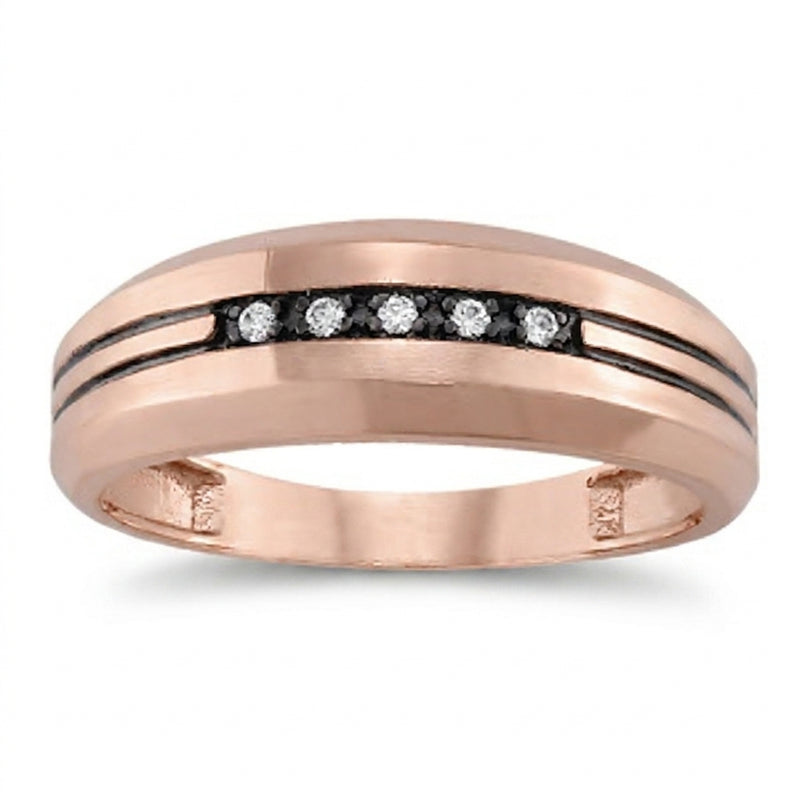 1/20 ctw Gents Ring Channel Bands — Rose Gold