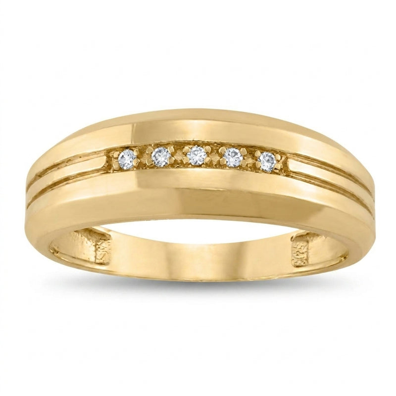 1/20 ctw Gents Ring Channel Bands — Yellow Gold