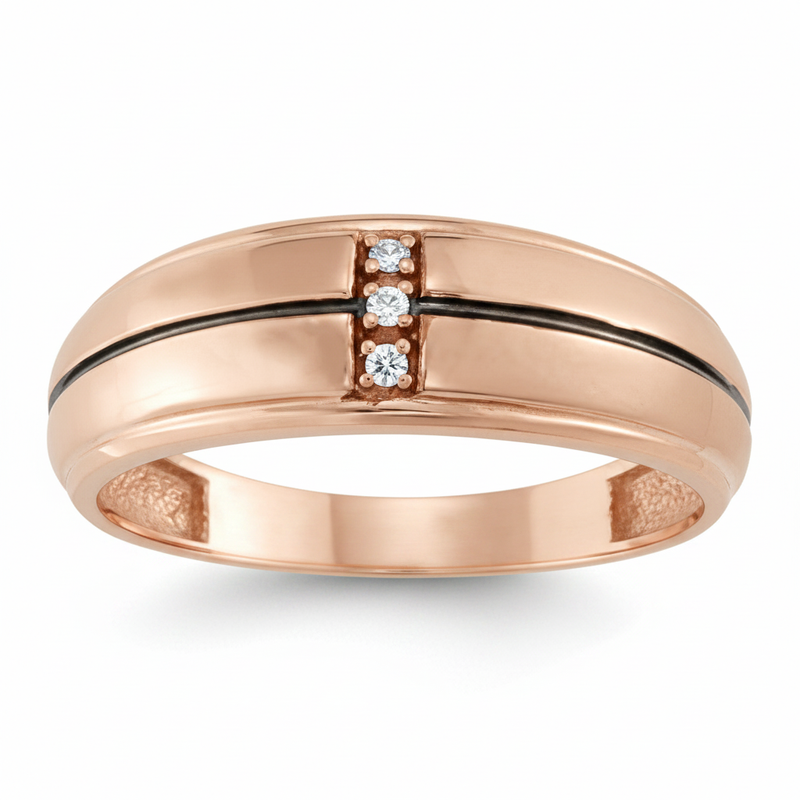 1/20 ctw Gents Ring Solitaires — Rose Gold