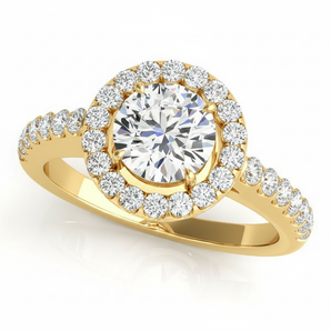 Halo Engagement Ring (Round Center) — 1/2 ct #50530 — Yellow Gold