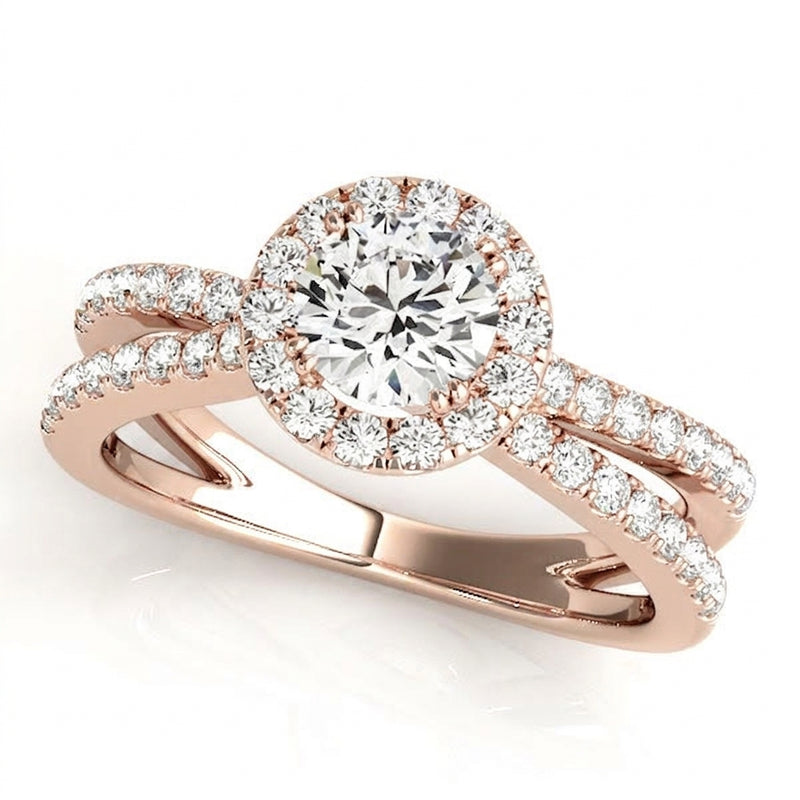 Halo Engagement Ring (Round Center) — 1/2 ct #50531 — Rose Gold