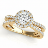 Halo Engagement Ring (Round Center) — 3/4 ct — Yellow Gold