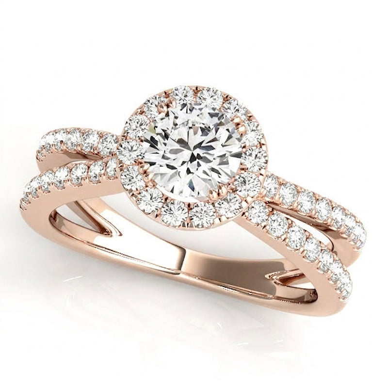 Halo Engagement Ring (Round Center) — 3/4 ct — Rose Gold