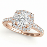 Halo Engagement Ring (Round Center) — 1 1/2 ct #50576 — Rose Gold