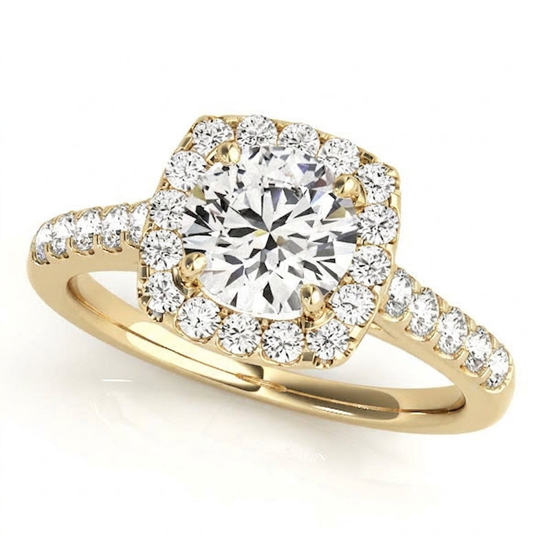 Halo Engagement Ring (Round Center) — 1 1/2 ct #50576 — Yellow Gold