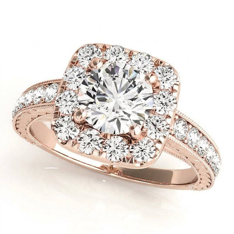Halo Engagement Ring (Round Center) #50875 — Rose Gold