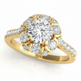 Halo Engagement Ring (Round Center) #50885 — Yellow Gold